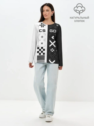 Лонгслив женский. Хлопок / Printstream | Поток информации