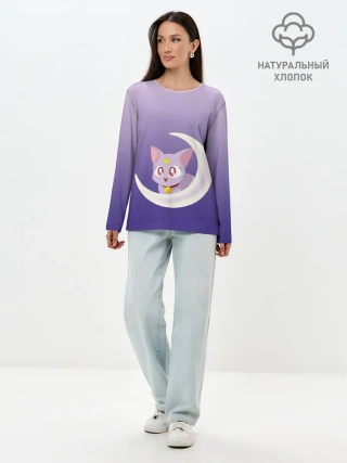 Лонгслив женский. Хлопок / кошка из сейлормун