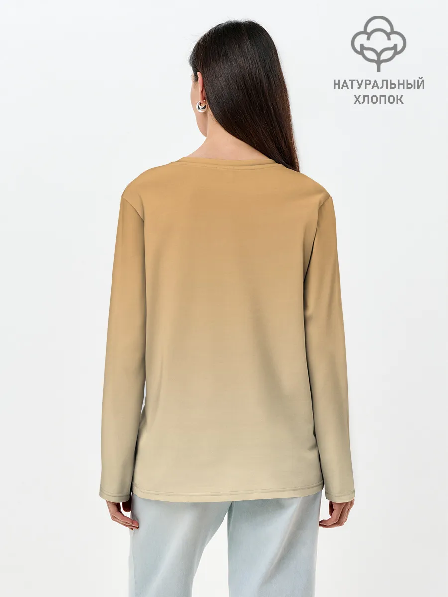 Лонгслив женский. Хлопок / акварельная лиса задумчивости