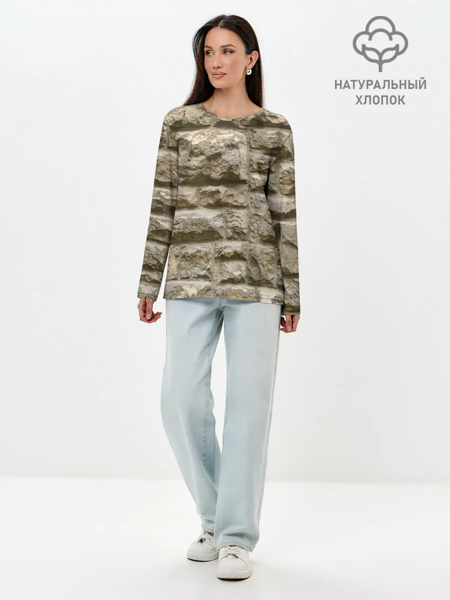 Лонгслив женский. Хлопок / Неровные блоки