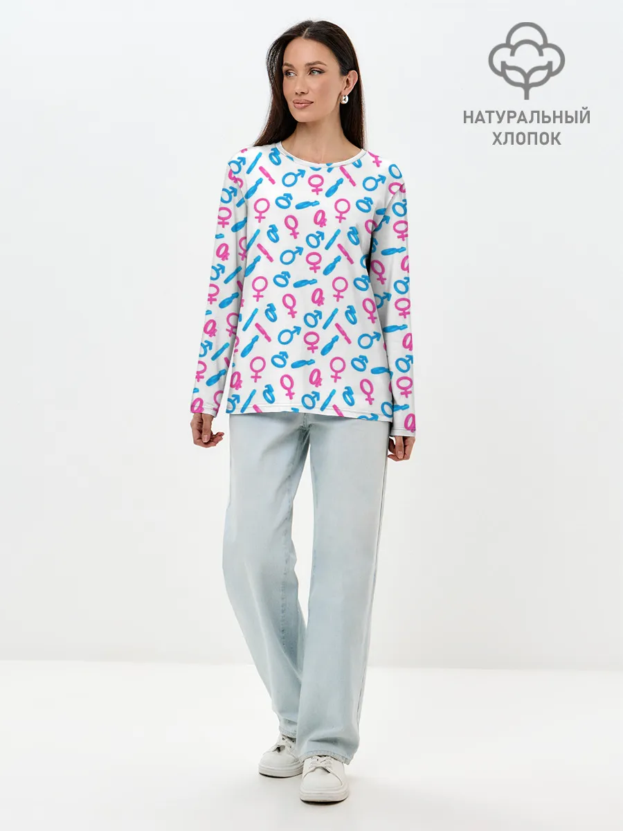 Лонгслив женский. Хлопок / Гендерные Символы