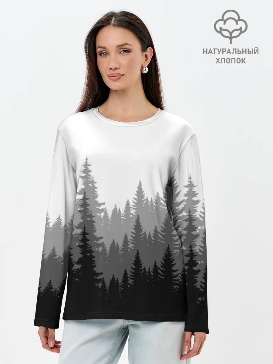 Лонгслив женский. Хлопок / Темный Лес