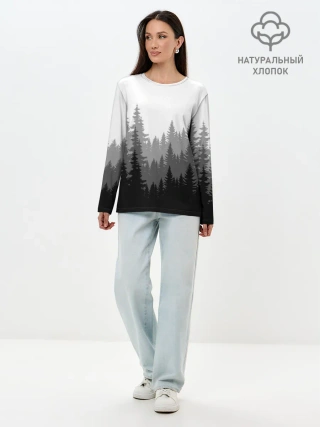 Лонгслив женский. Хлопок / Темный Лес