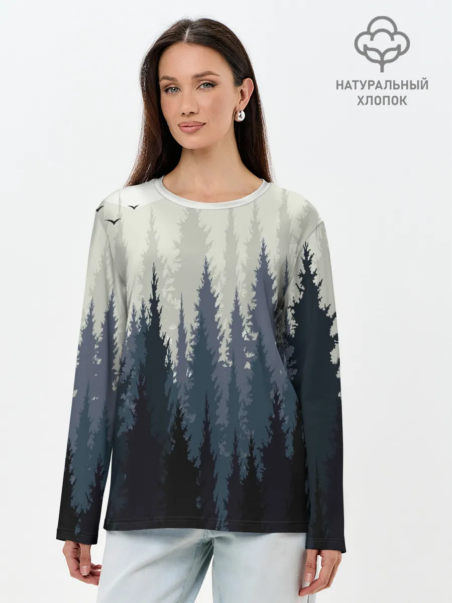 Лонгслив женский. Хлопок / Лес