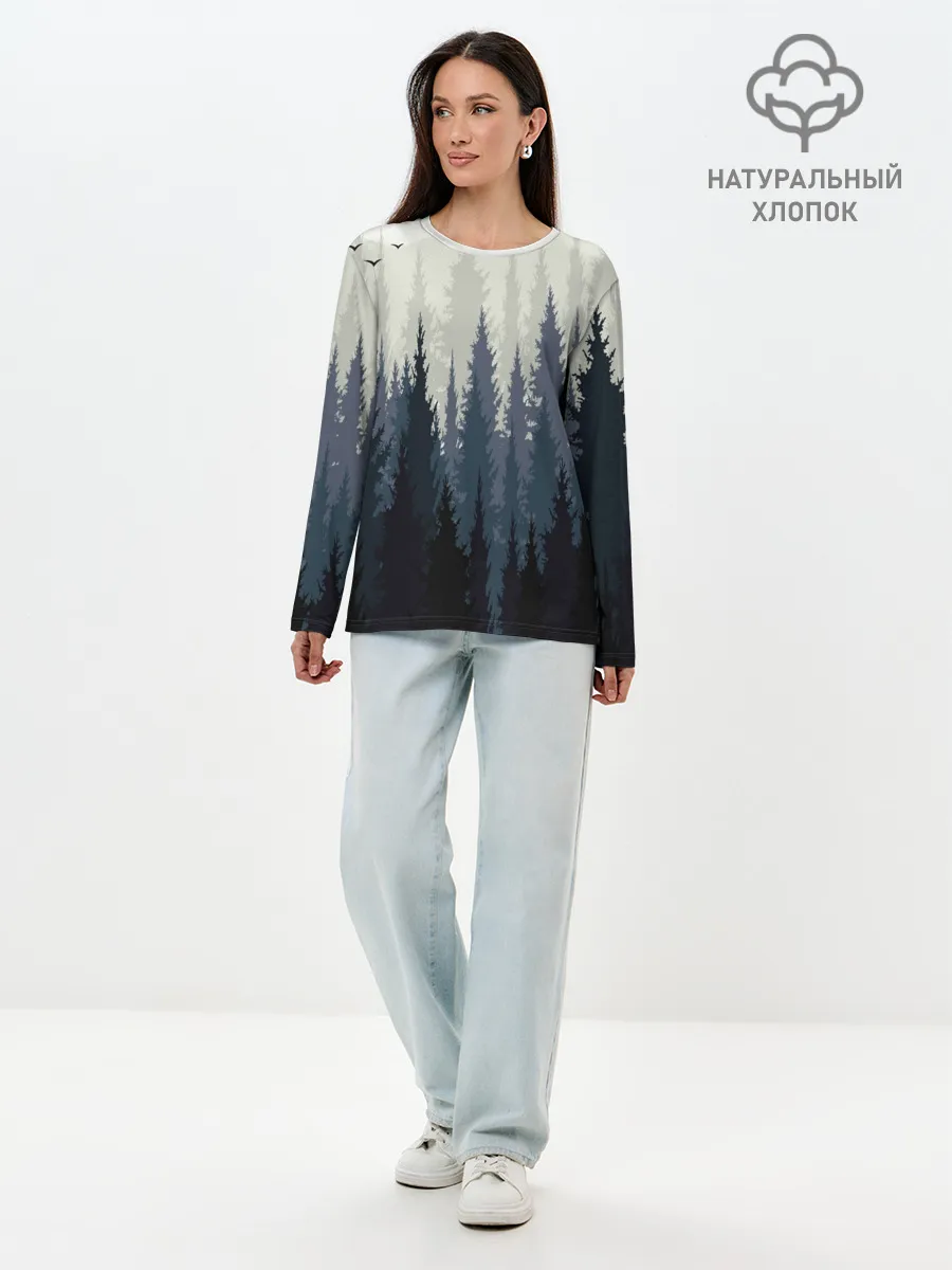 Лонгслив женский. Хлопок / Лес