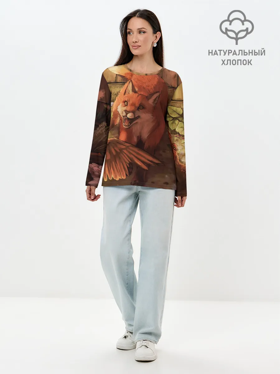 Лонгслив женский. Хлопок / Хищная лисица