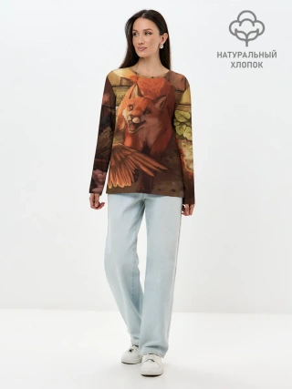 Лонгслив женский. Хлопок / Хищная лисица