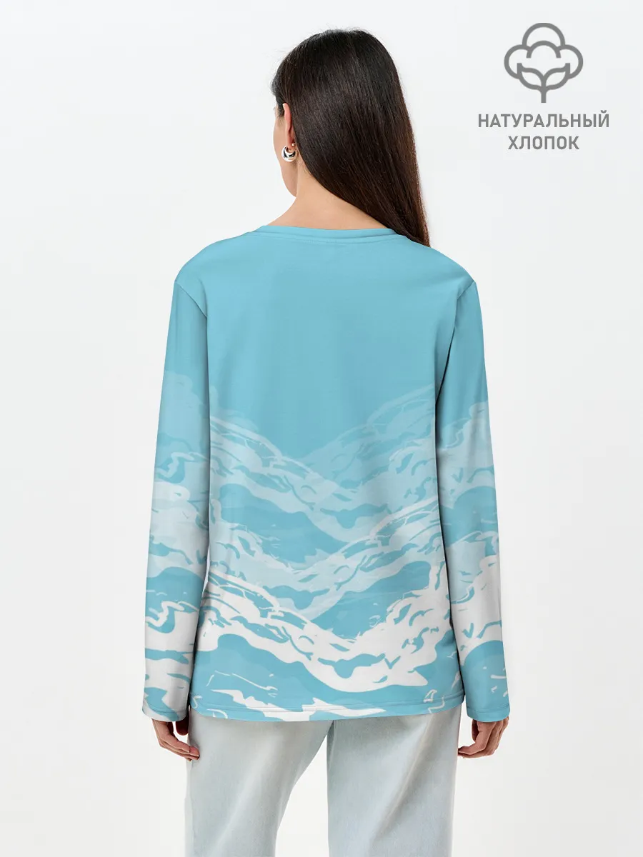 Лонгслив женский. Хлопок / Волны