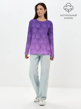 Лонгслив женский. Хлопок / Кошачьи Следы