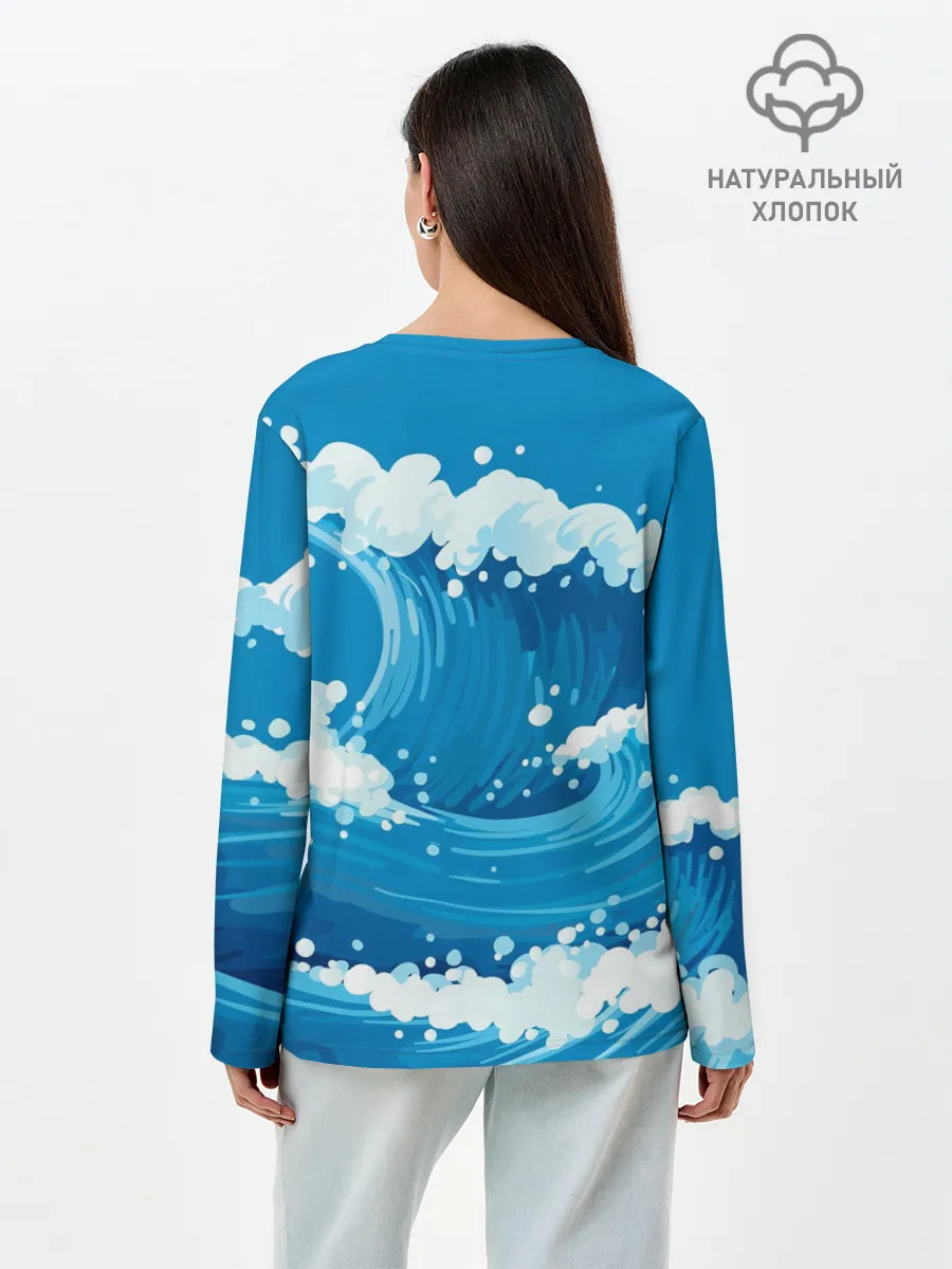 Лонгслив женский. Хлопок / Волны