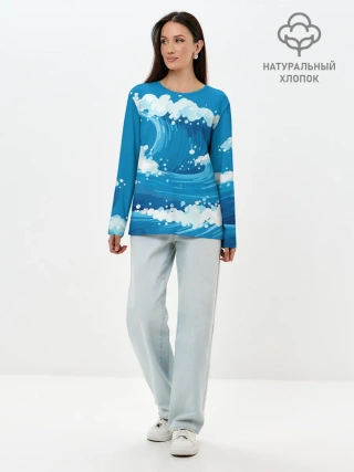 Лонгслив женский. Хлопок / Волны
