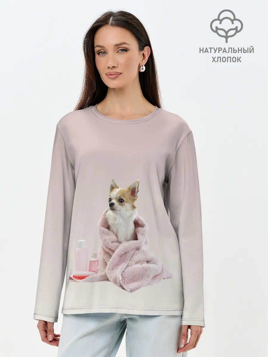 Лонгслив женский. Хлопок / собачка полотенце процедуры
