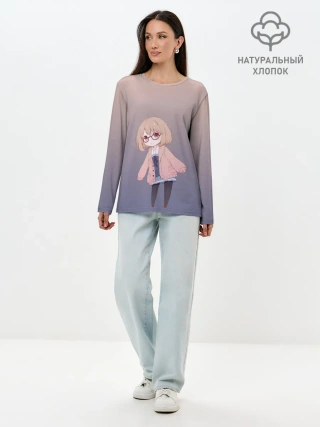Лонгслив женский. Хлопок / неуклюжая практикантка