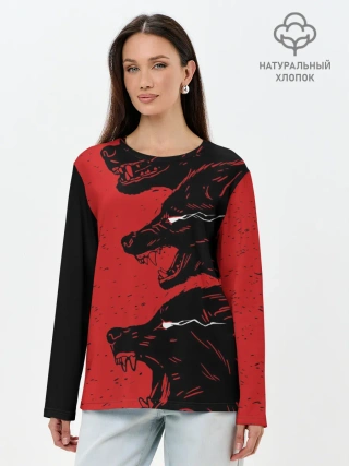 Лонгслив женский. Хлопок / Evil Wolves