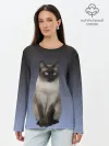 Лонгслив женский. Хлопок / сиамская милая кошечка