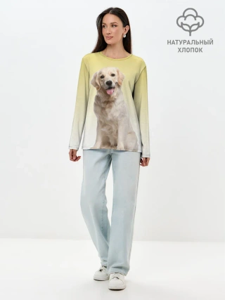 Лонгслив женский. Хлопок / Лабрадор ретривер пес