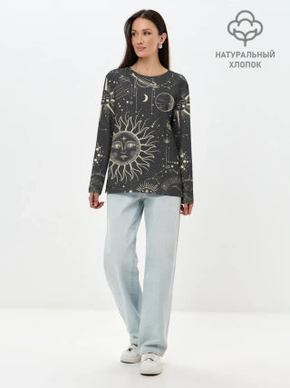 Лонгслив женский. Хлопок / звездное небо