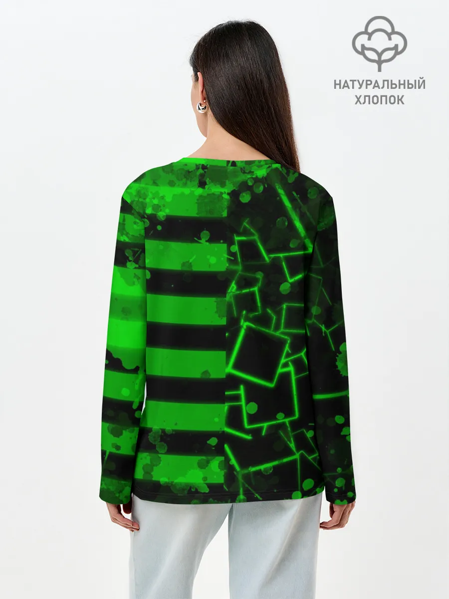 Лонгслив женский. Хлопок / Minecraft / Майнкрафт