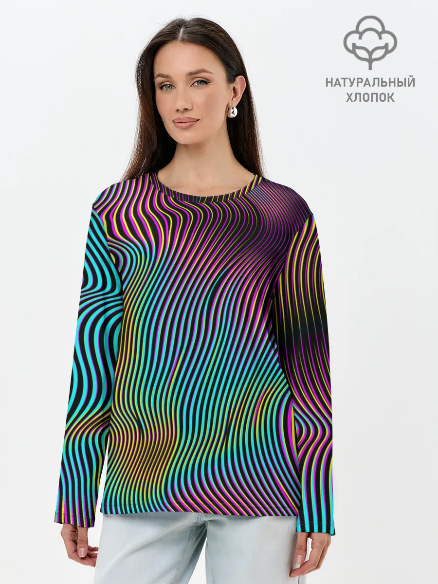 Лонгслив женский. Хлопок / Современная абстракция