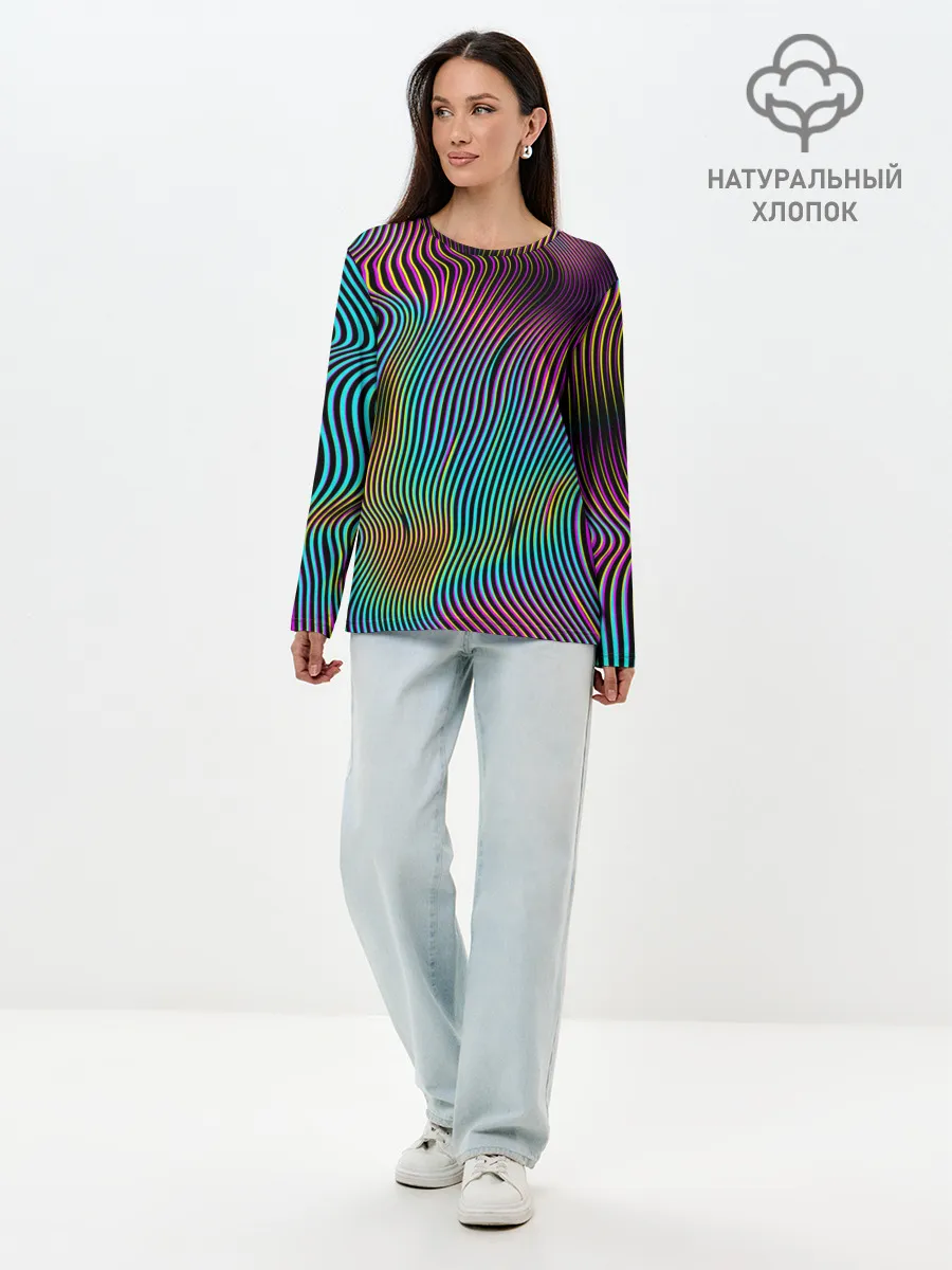 Лонгслив женский. Хлопок / Современная абстракция