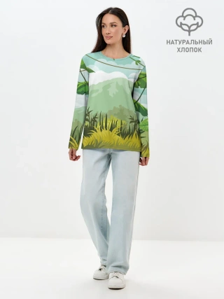 Лонгслив женский. Хлопок / Тропики