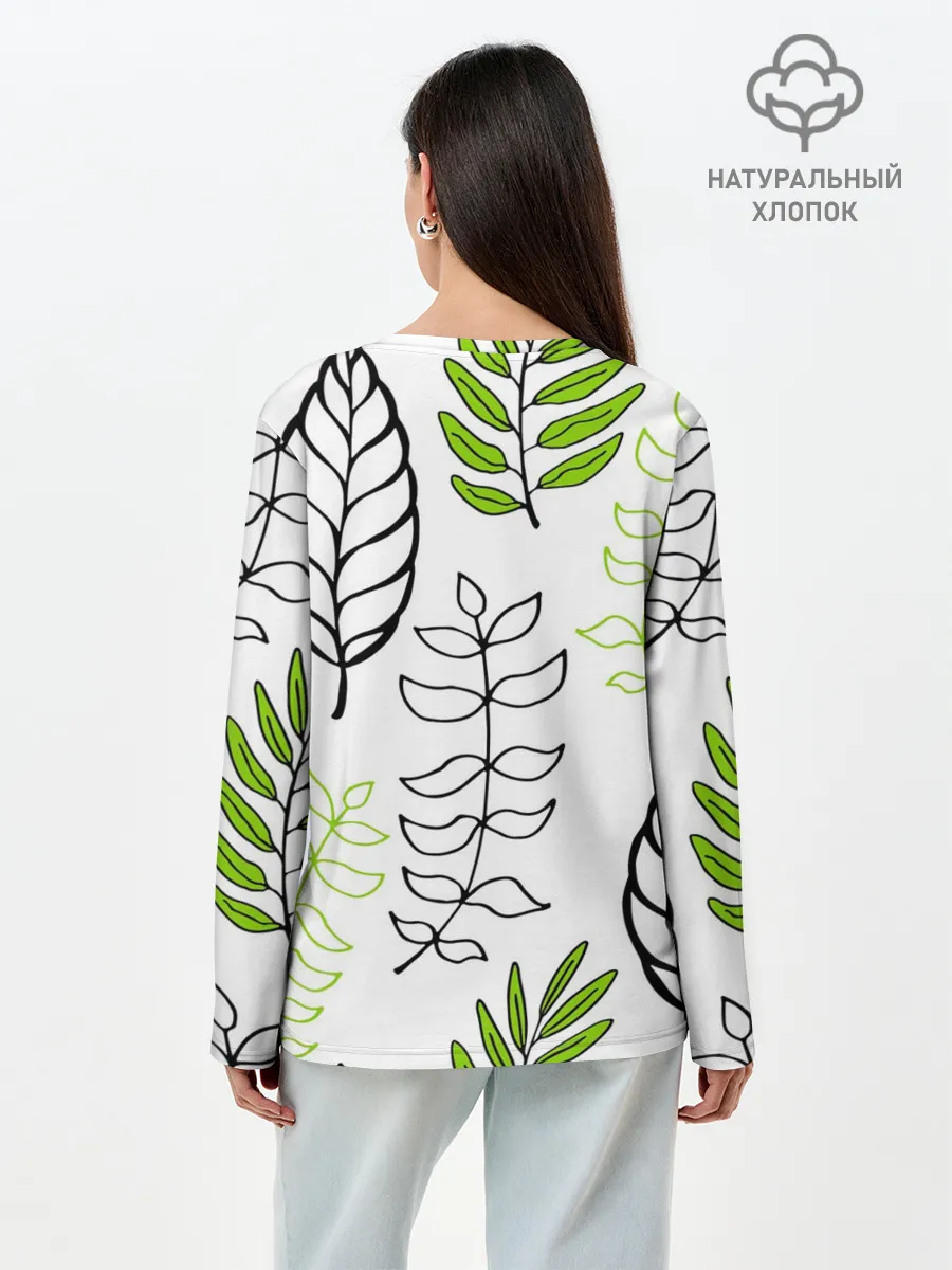 Лонгслив женский. Хлопок / Листья