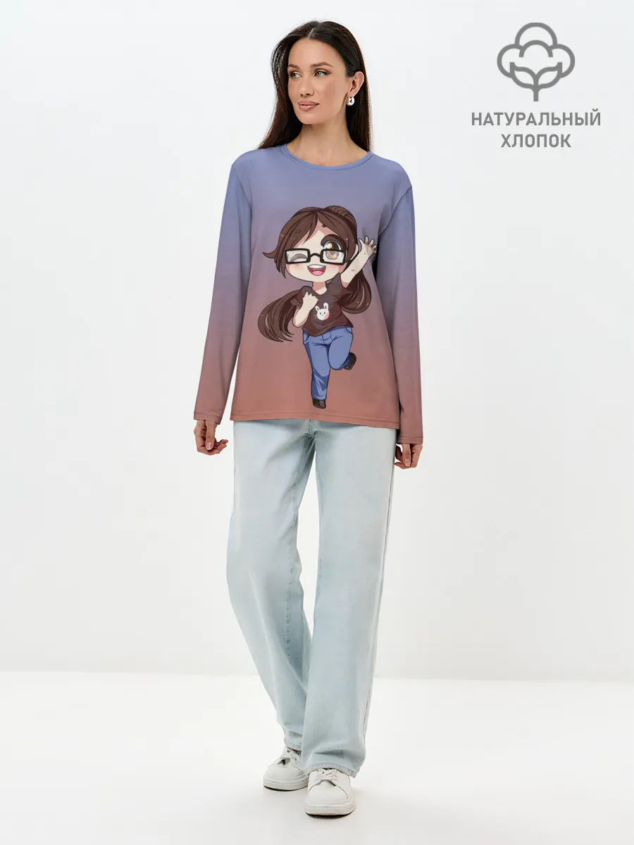 Лонгслив женский. Хлопок / обычная девочка фрилансер