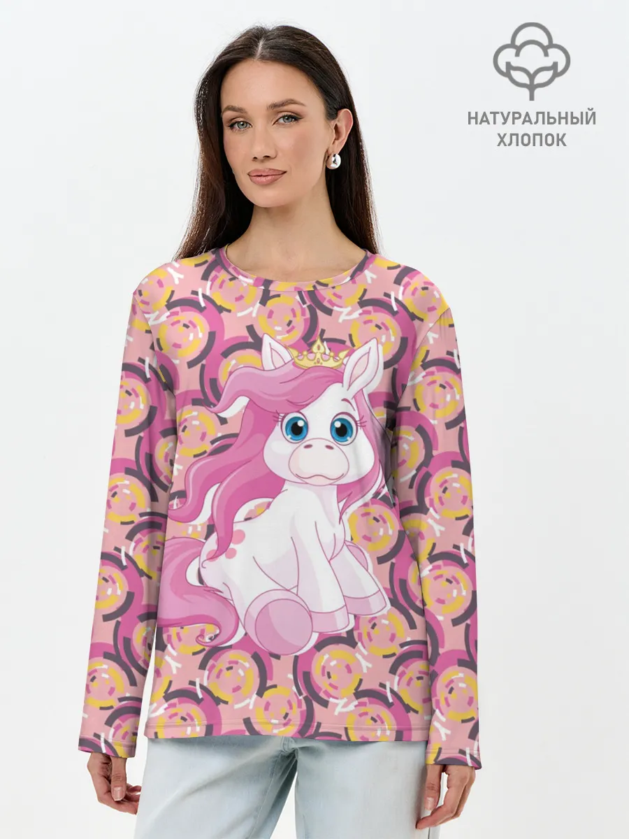 Лонгслив женский. Хлопок / Пони
