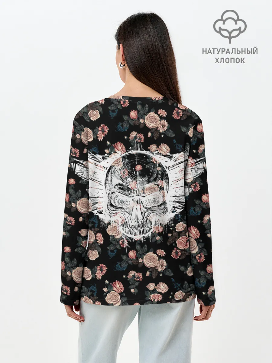 Лонгслив женский. Хлопок / Death and roses