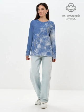 Лонгслив женский. Хлопок / Летающие треугольники