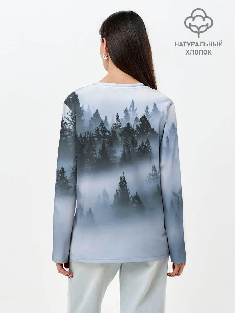 Лонгслив женский. Хлопок / Сумеречный лес