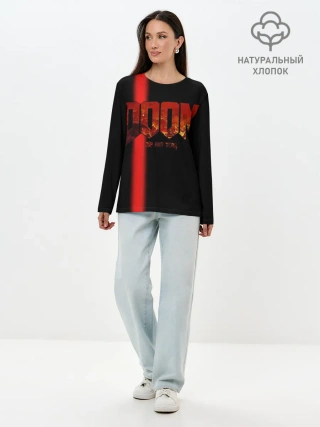Лонгслив женский. Хлопок / Doom | Rip and Tear