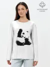Лонгслив женский. Хлопок / Панда минимализм