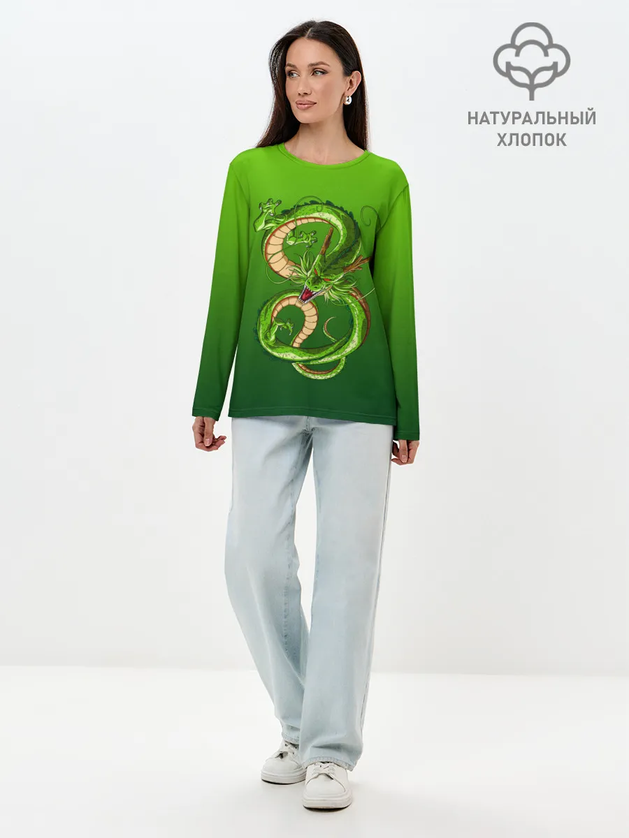 Лонгслив женский. Хлопок / земляной анимешный дракон