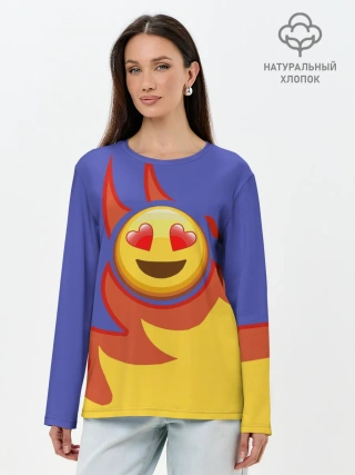 Лонгслив женский. Хлопок / Ты горишь как огонь v1