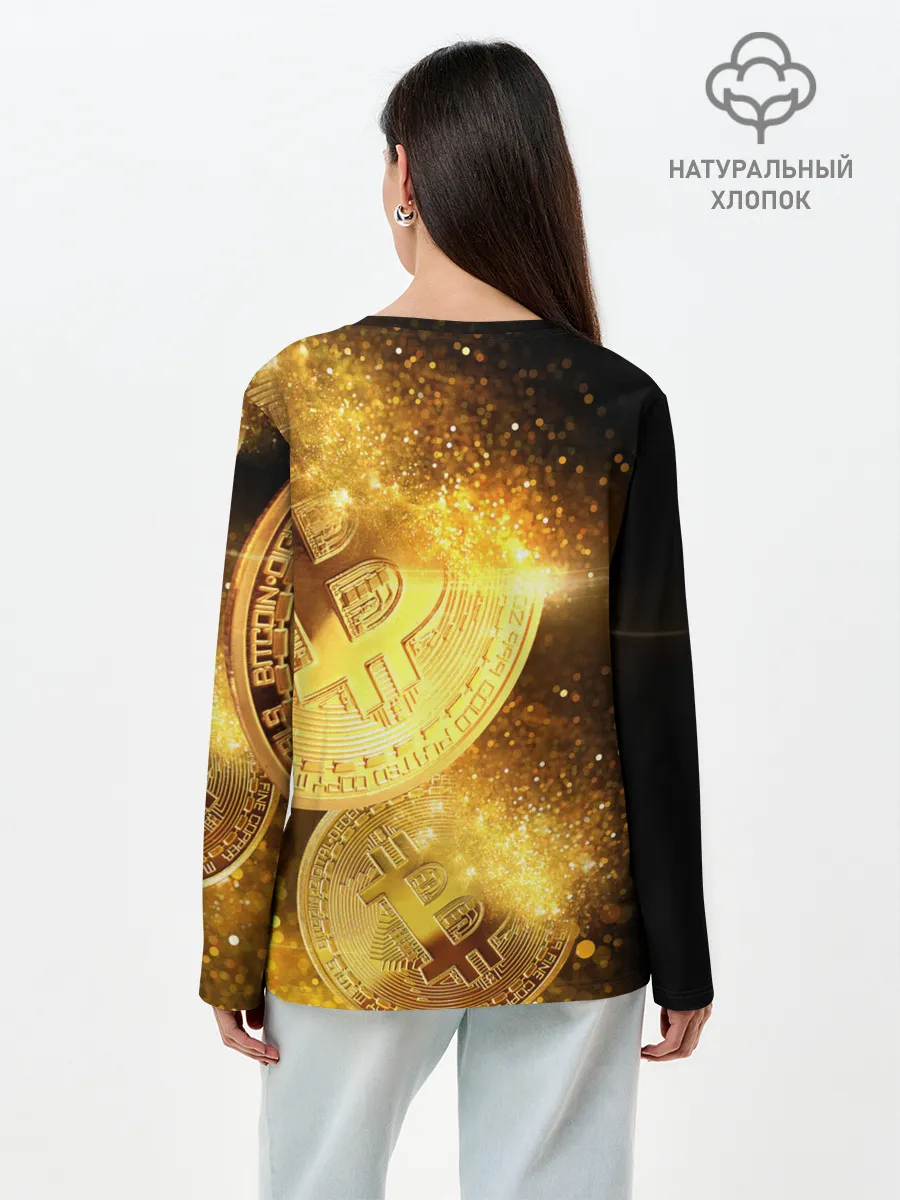 Лонгслив женский. Хлопок / БИТКОИН ЗОЛОТО | BITCOIN GOLD