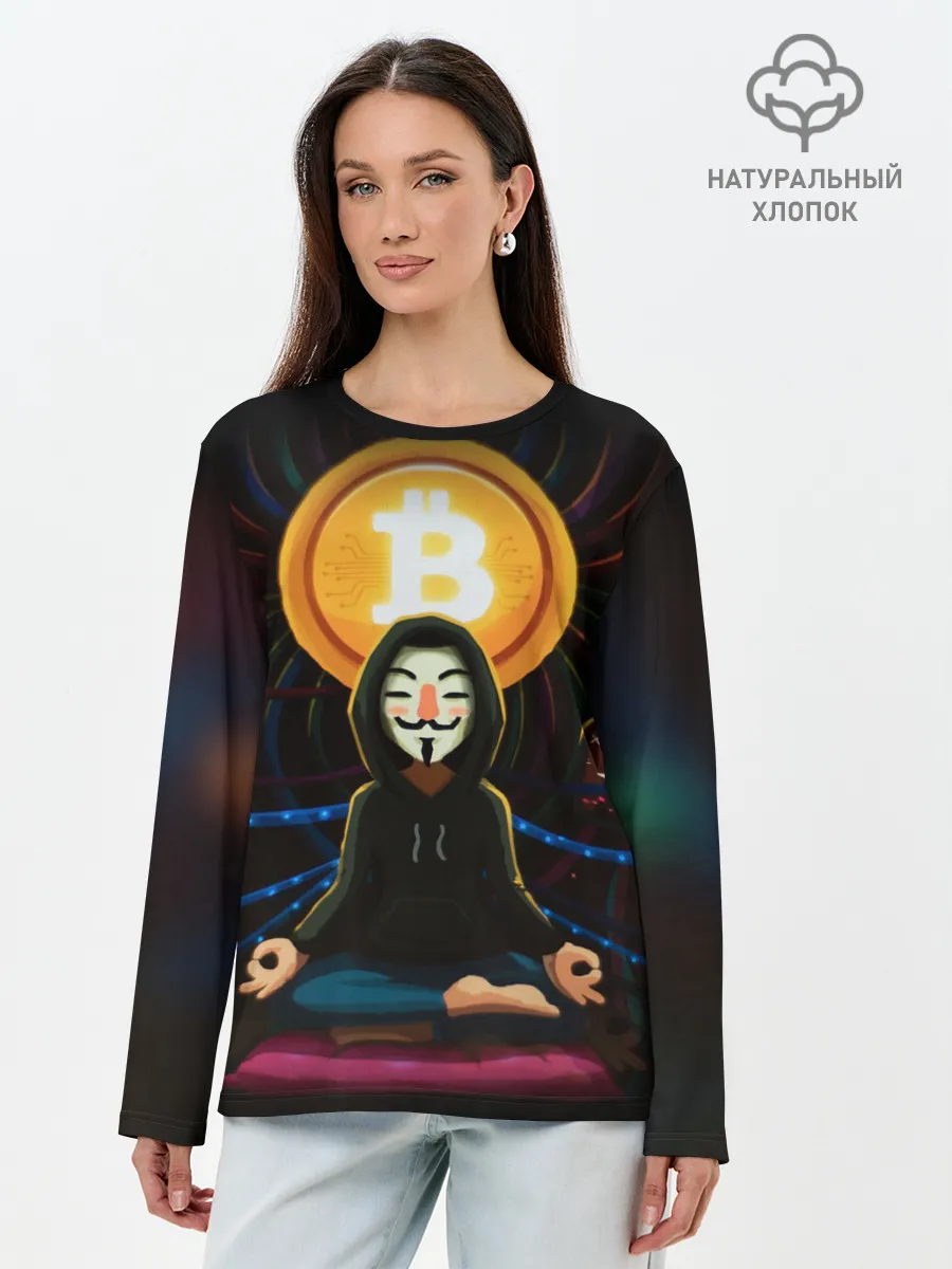 Лонгслив женский. Хлопок / БИТКОИН | BITCOIN