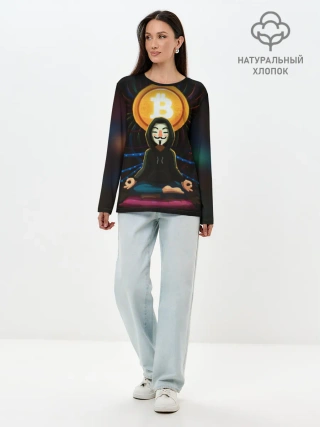 Лонгслив женский. Хлопок / БИТКОИН | BITCOIN