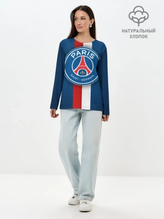 Лонгслив женский. Хлопок / ФК Пари Сен-Жермен