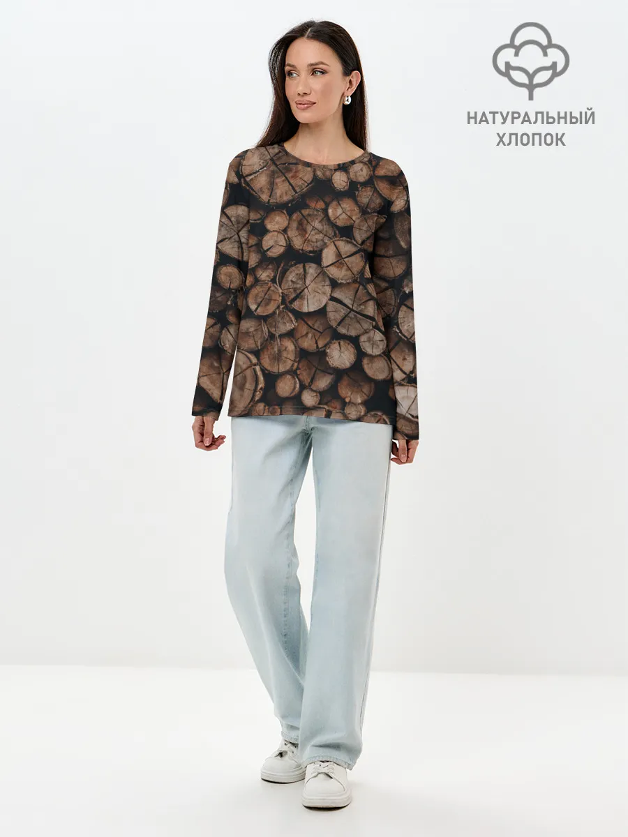 Лонгслив женский. Хлопок / Бревна