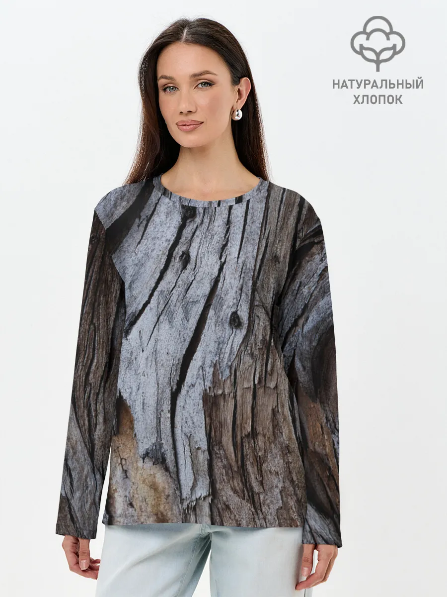 Лонгслив женский. Хлопок / Древесная кора