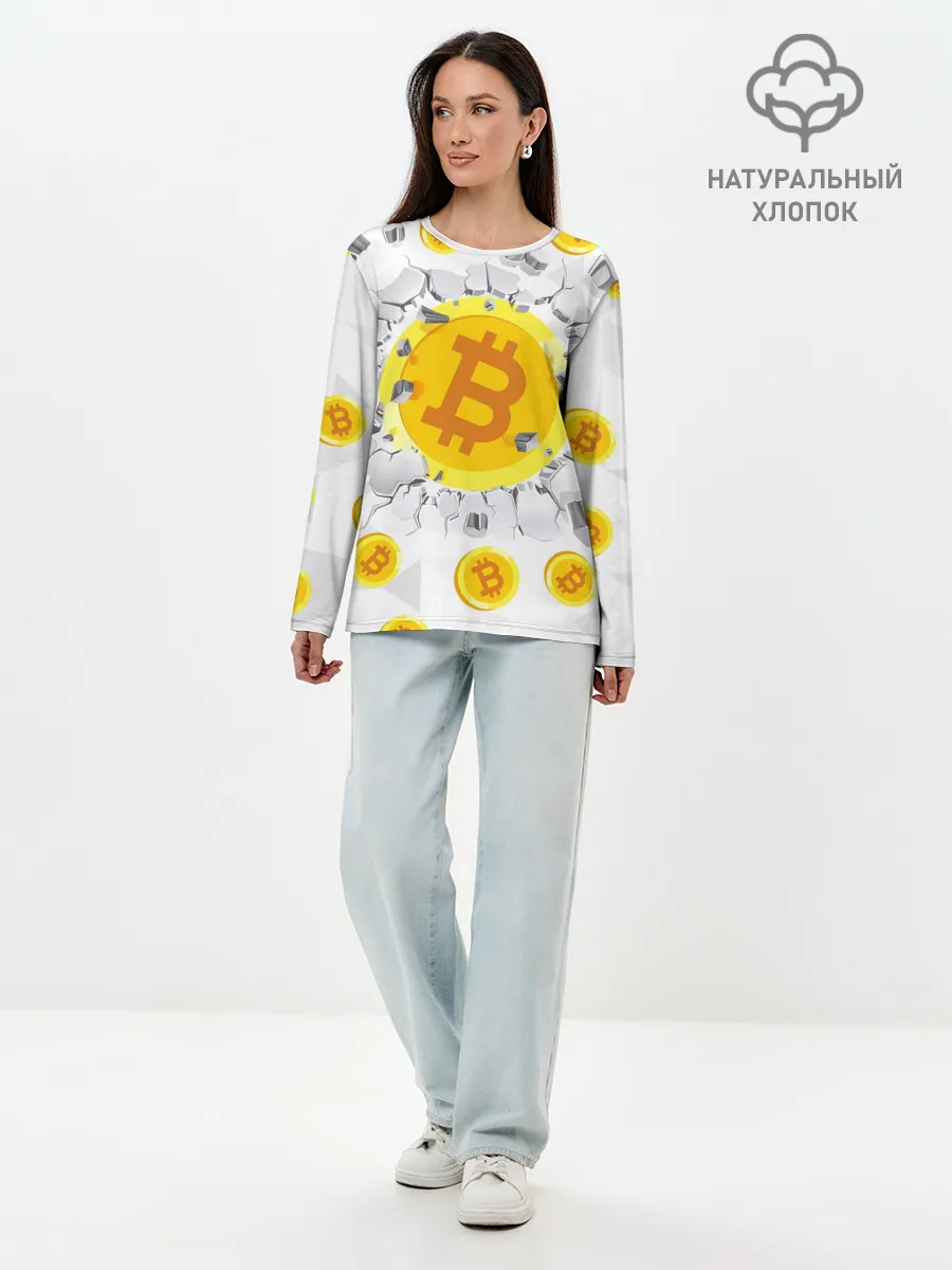 Лонгслив женский. Хлопок / БИТКОИН | BITCOIN