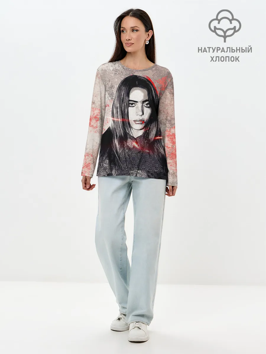 Лонгслив женский. Хлопок / Билли Айлиш стиль гранж