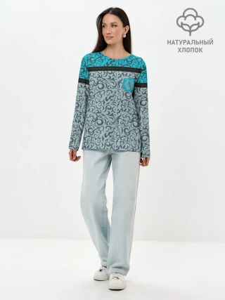 Лонгслив женский. Хлопок / Снежный вихрь