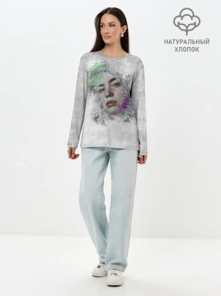 Лонгслив женский. Хлопок / Билли Айлиш красочная