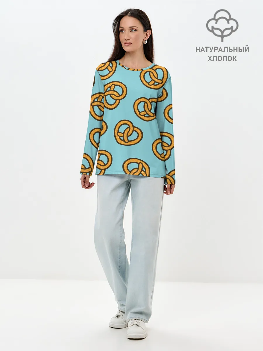 Лонгслив женский. Хлопок / Крендели