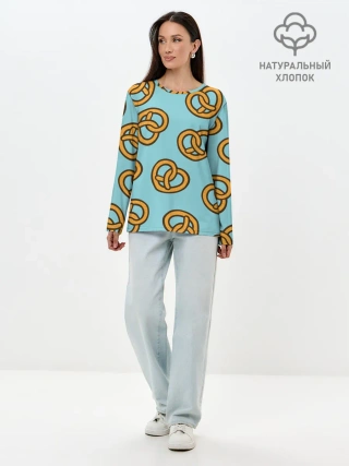 Лонгслив женский. Хлопок / Крендели