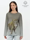 Лонгслив женский. Хлопок / полосатый уличный кот