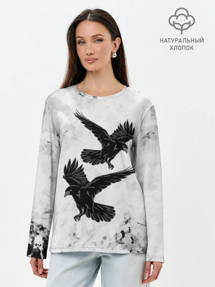 Лонгслив женский. Хлопок / Gothic crows