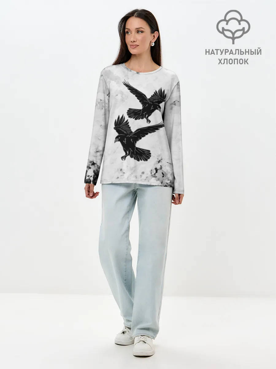 Лонгслив женский. Хлопок / Gothic crows